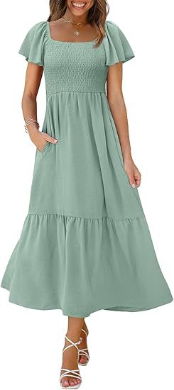 Maxi dress for women with thin straps and voluminous ruffles Lune London