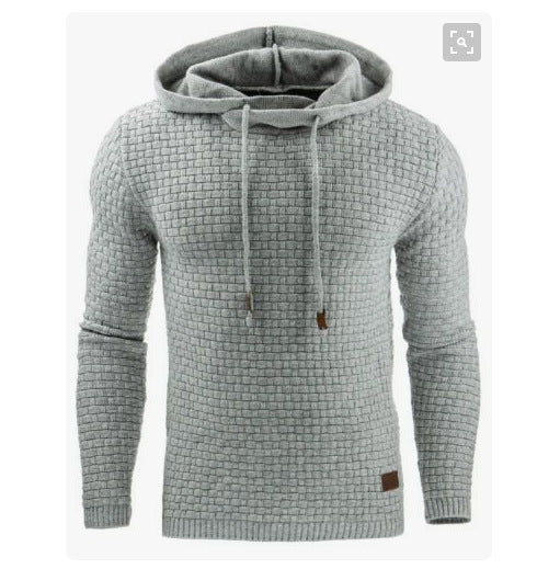 Knitted sweater for men with textured surface and integrated hood Lune London