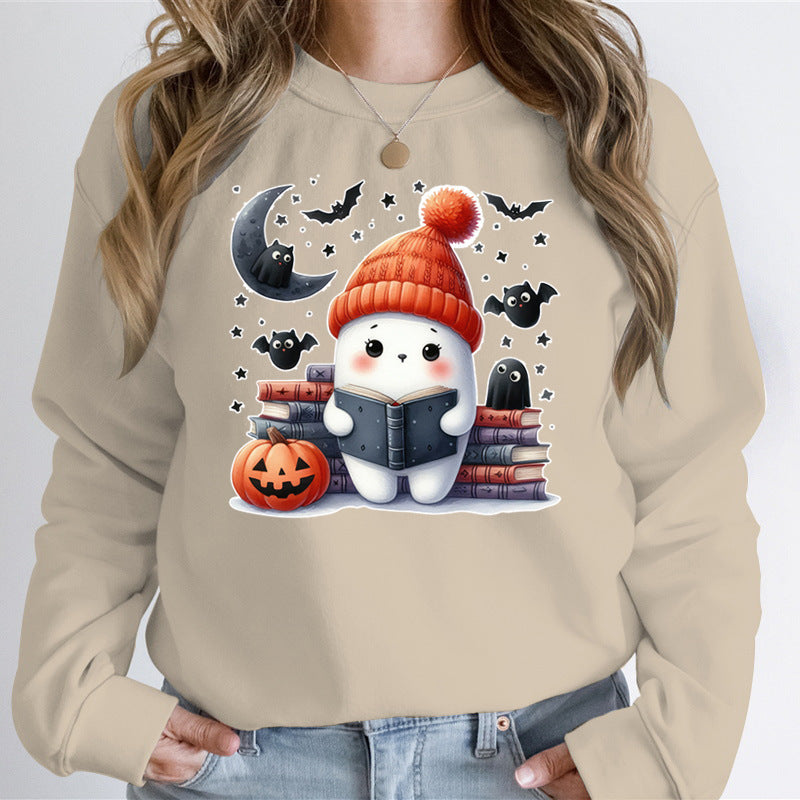 Sweat-shirt pour femmes avec motif d'Halloween mignon et design de livre Chic & Stil