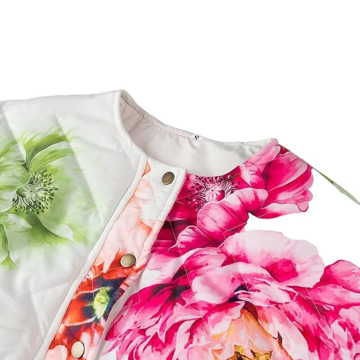 Quilted jacket for women with floral patterns and an elastic waist Lune London
