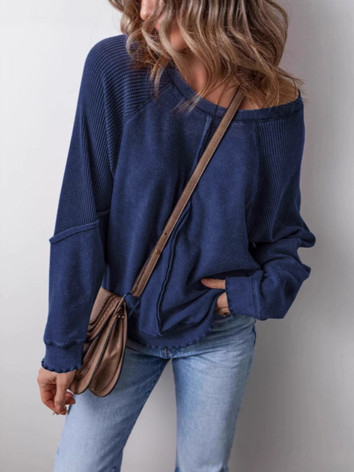 Ladies long sleeve casual t-shirt with textured design Lune London