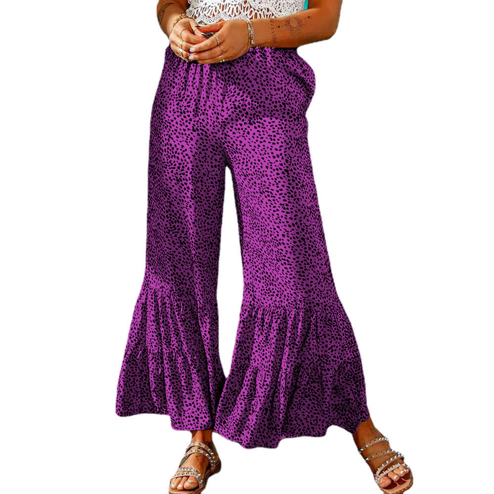 Wide leg palazzo pants for women with a voluminous hem and elastic waistband Lune London