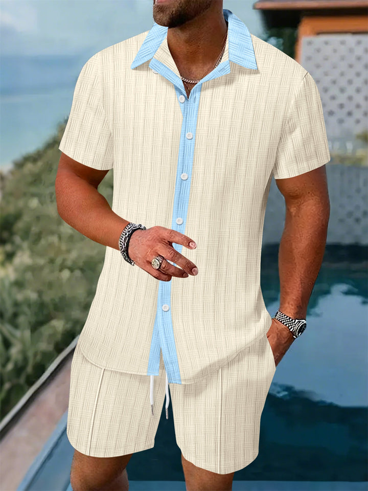 Leisure shirt for men with button placket and set of shorts Lune London