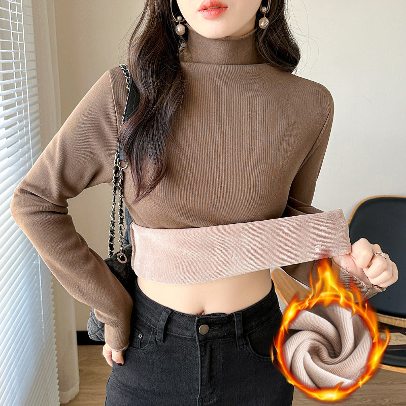 Women's fitted long sleeve top with high collar Chic & Stil
