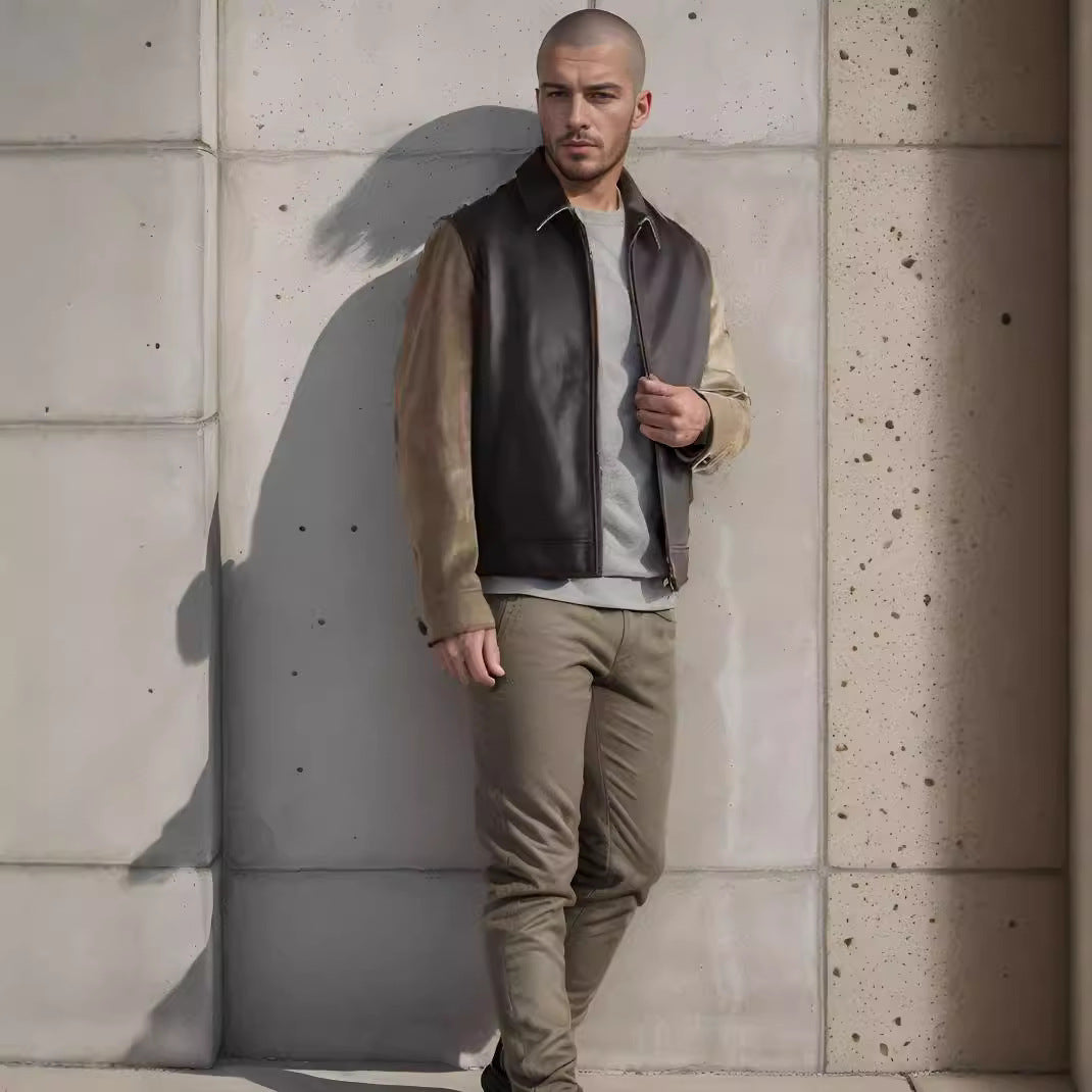 Hybrid leather and corduroy jacket for men Lune London