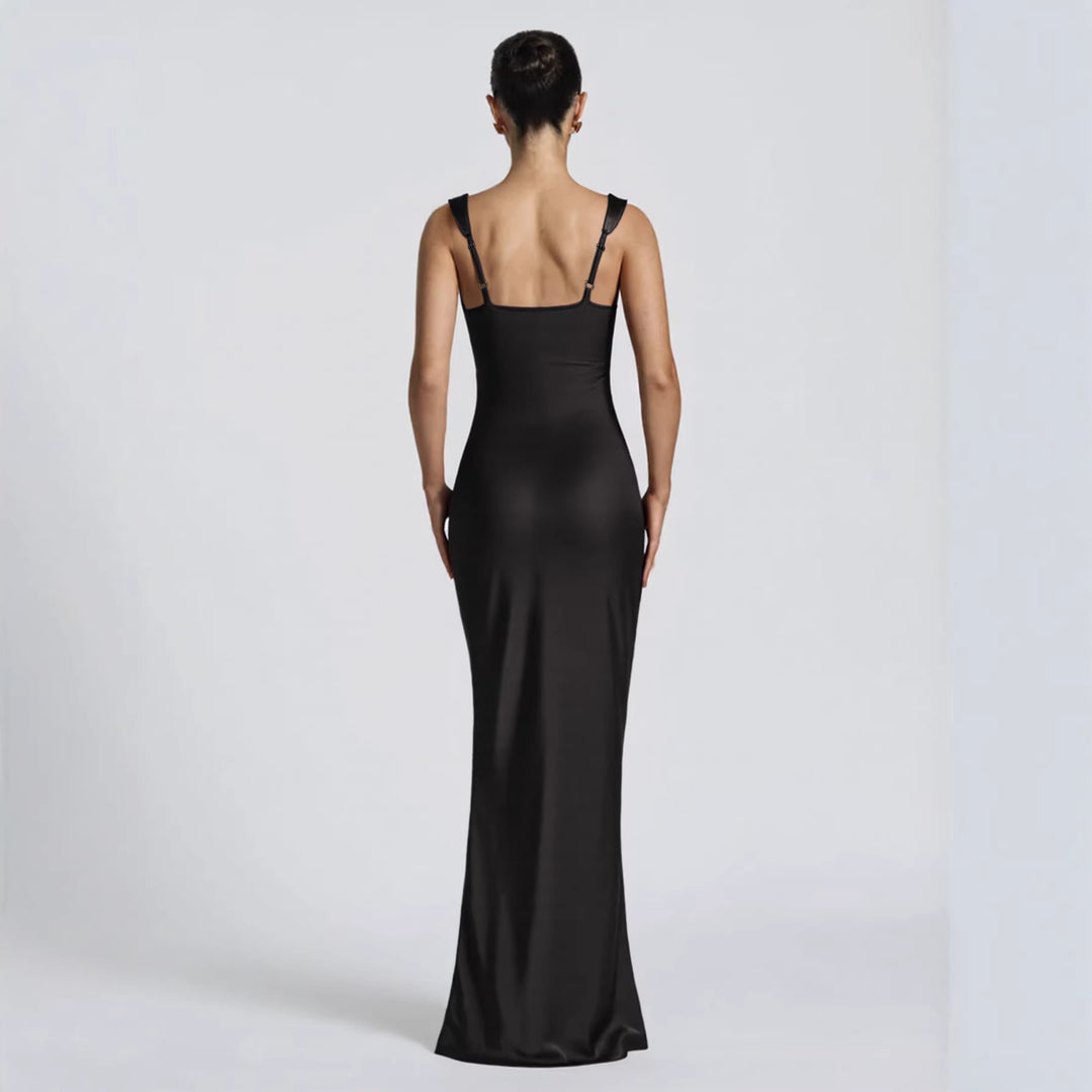 Women's Elegant Satin Maxi Dress with Figure-Flattering Design Lune London