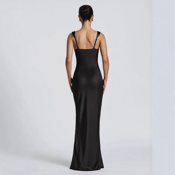 Women's Elegant Satin Maxi Dress with Figure-Flattering Design Lune London