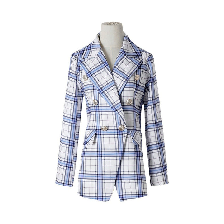 Plaid blazer for women with double-breasted and slim silhouette Lune London