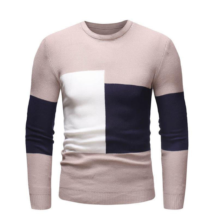 Designer men's sweater with modern block pattern Lune London