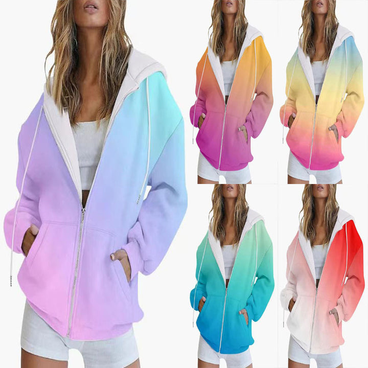 Ladies oversized hoodie with color gradient and practical pockets Lune London
