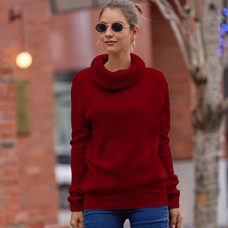 Knitted sweater for women with wide turtleneck and relaxed fit Lune London