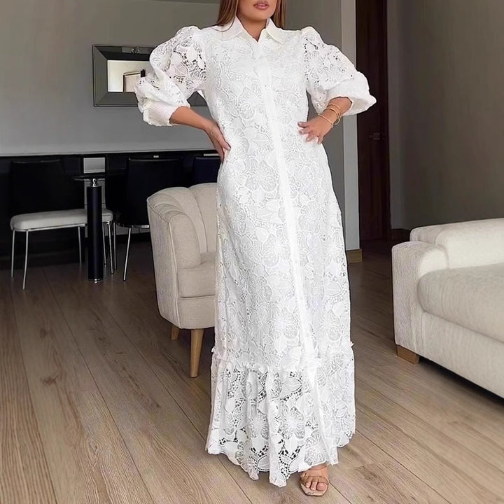 Robe maxi en dentelle élégante pour femmes avec des manches volumineuses Chic & Stil