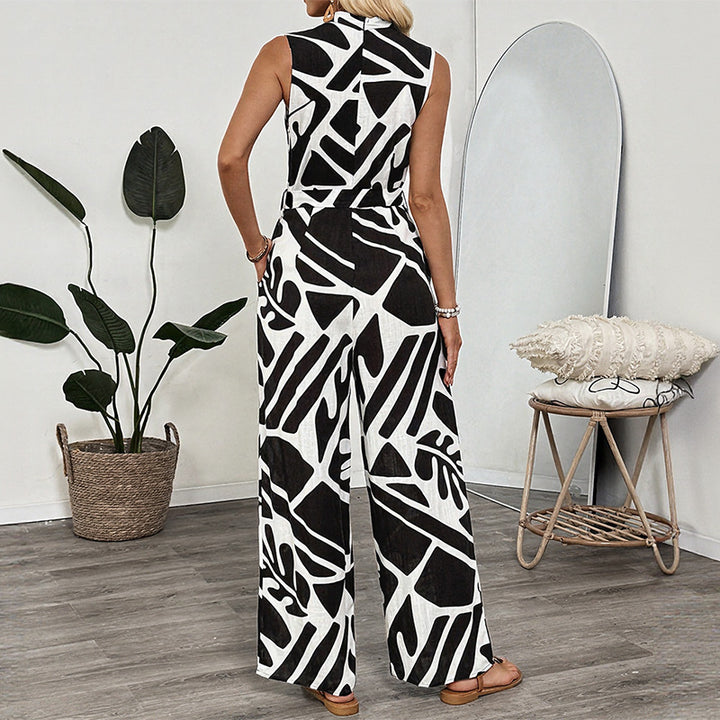 Sleeveless jumpsuit for women with belted waist and wide legs Lune London