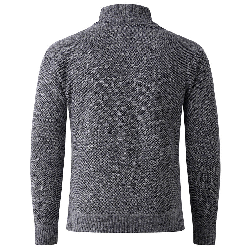 Men's knit sweater with modern high collar and decorative button details Lune London
