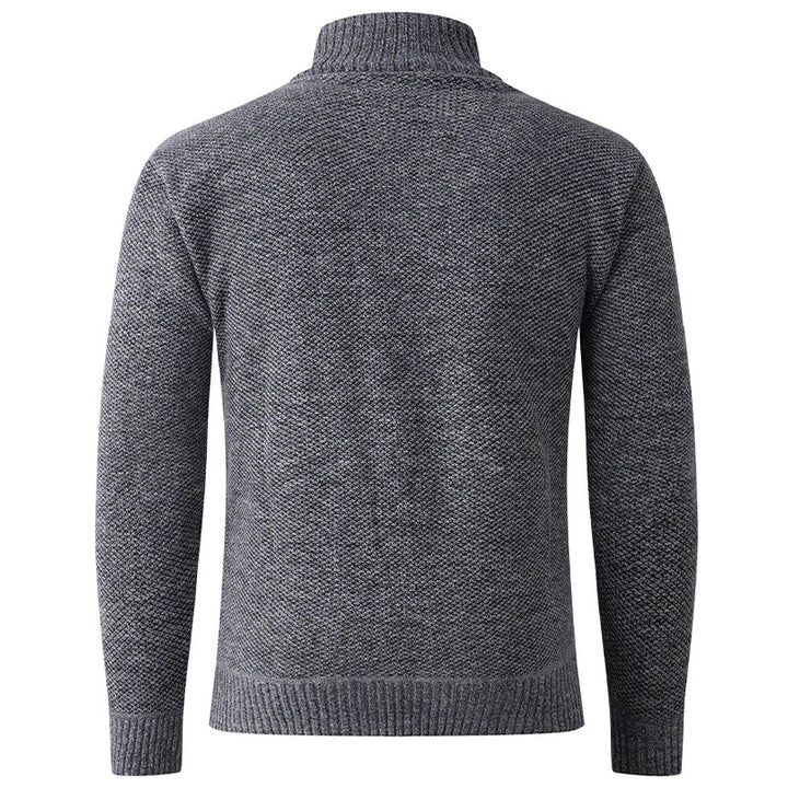 Men's knit sweater with modern high collar and decorative button details Lune London