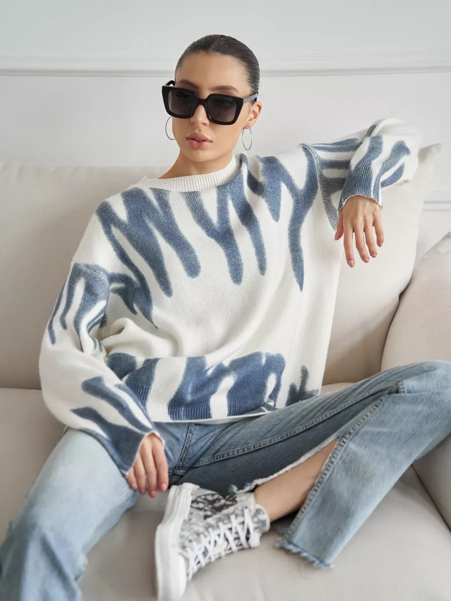 Oversized sweater for women with creative pattern and soft textured material Lune London