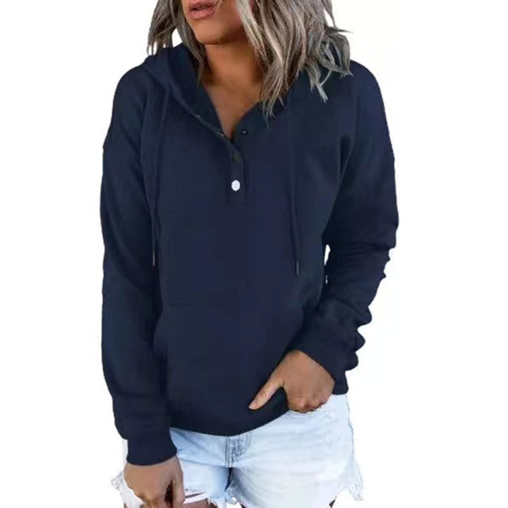 Women's Hoodie with Button Details and Soft Fleece Material Lune London