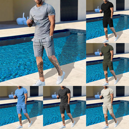 Men Short Sleeve Sports Set in Breathable Material with Elastic Waist and Side Pockets Lune London