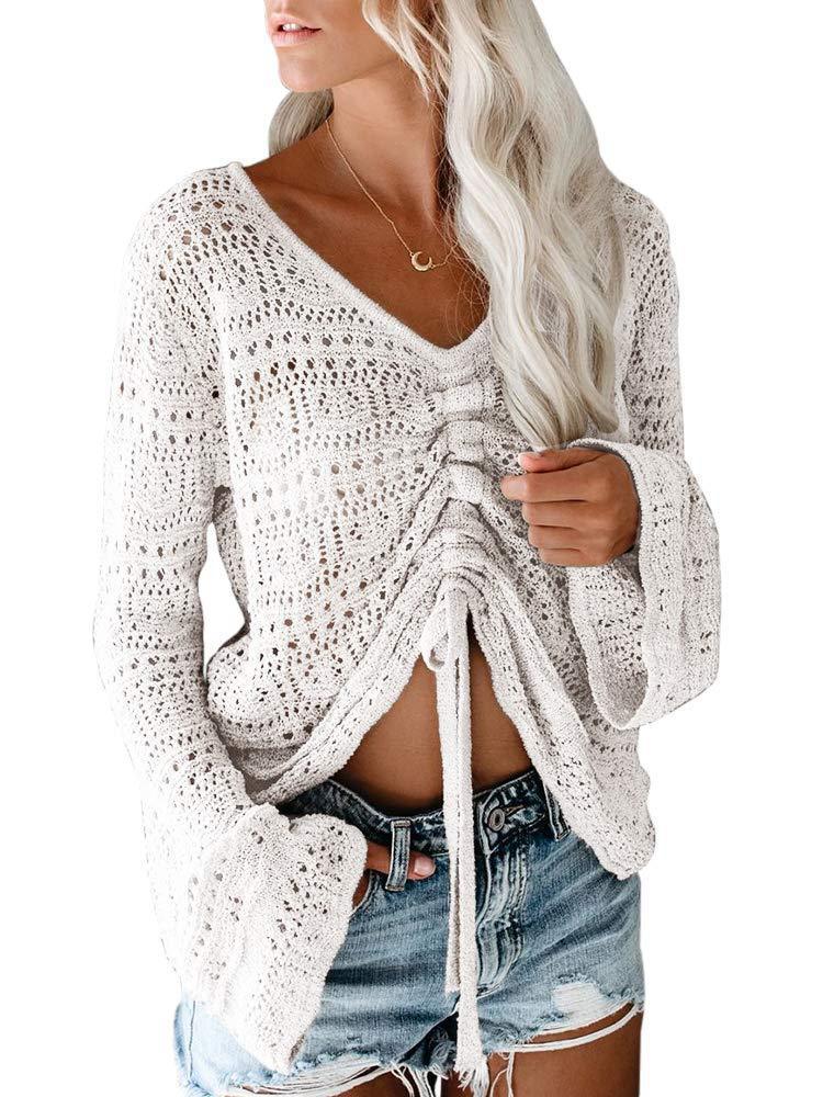Women's trendy V-neck sweater with gathers Lune London