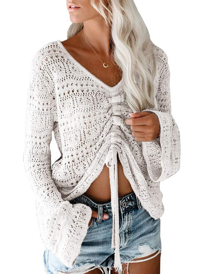 Women's trendy V-neck sweater with gathers Lune London
