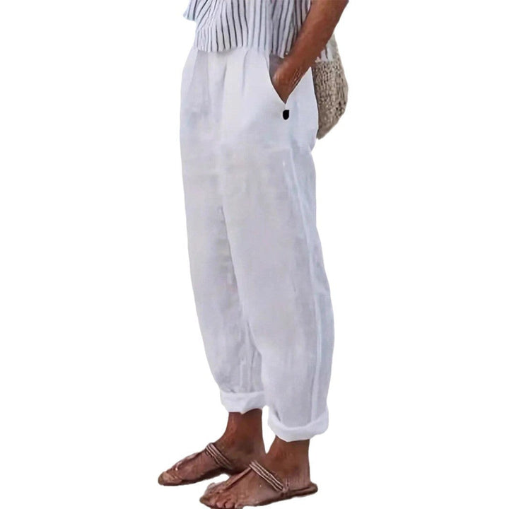 Women’S Lightweight and Airy Linen Pants with Elastic Waistband and Side Pockets Lune London
