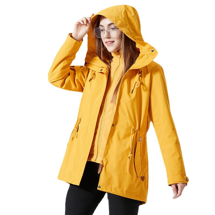 Women's waterproof transition jacket with adjustable hood system and practical pockets Lune London
