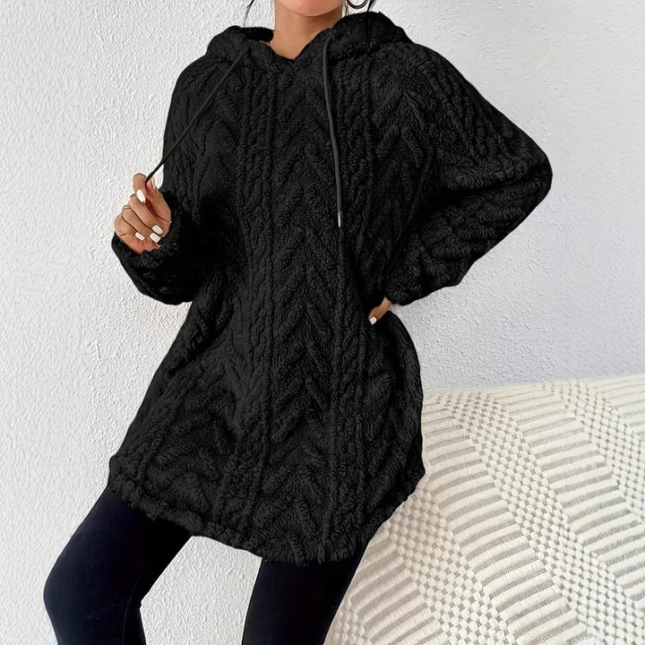 Ladies Fleece Hoodie with structured twisted pattern Moon London