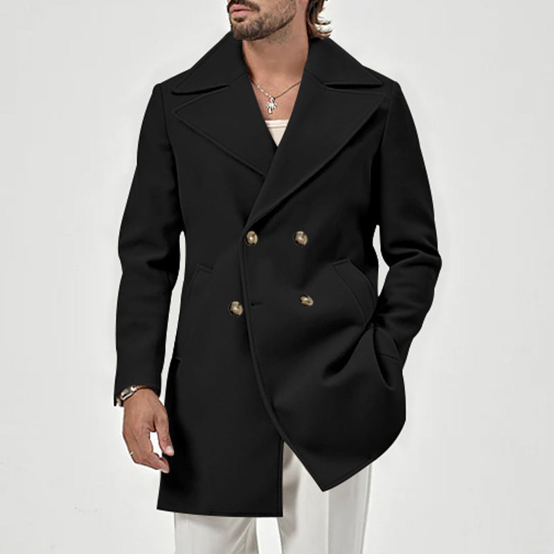 Elegant double-breasted men's coat with deep collar Lune London
