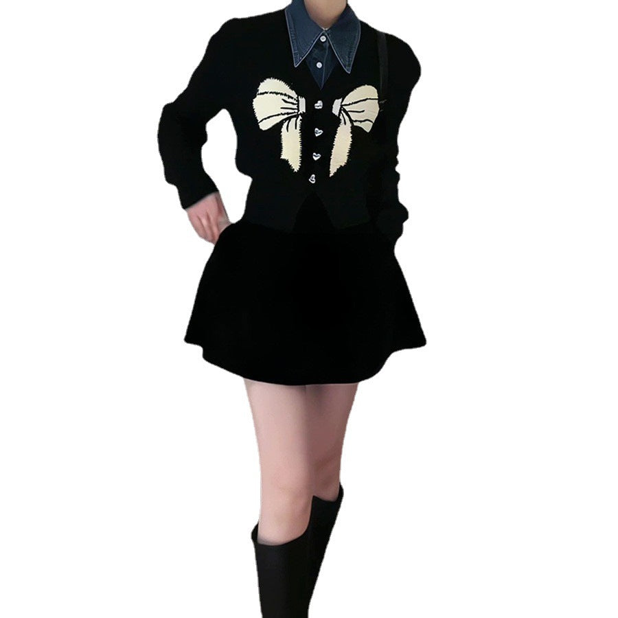 Knit jacket for women with large bow detail Lune London