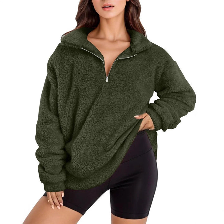 Ladies soft fleece sweater with half zipper Lune London