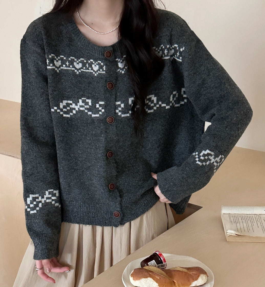 Ladies Cozy Knit Cardigan with Unique Pattern Lune London