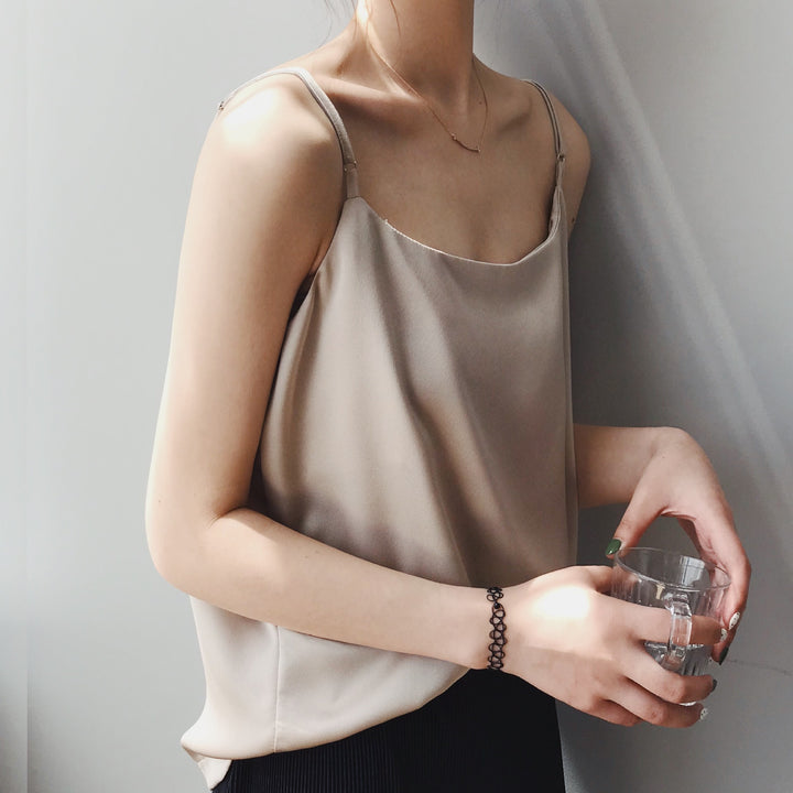 Ladies luxury satin top spaghetti Lune London