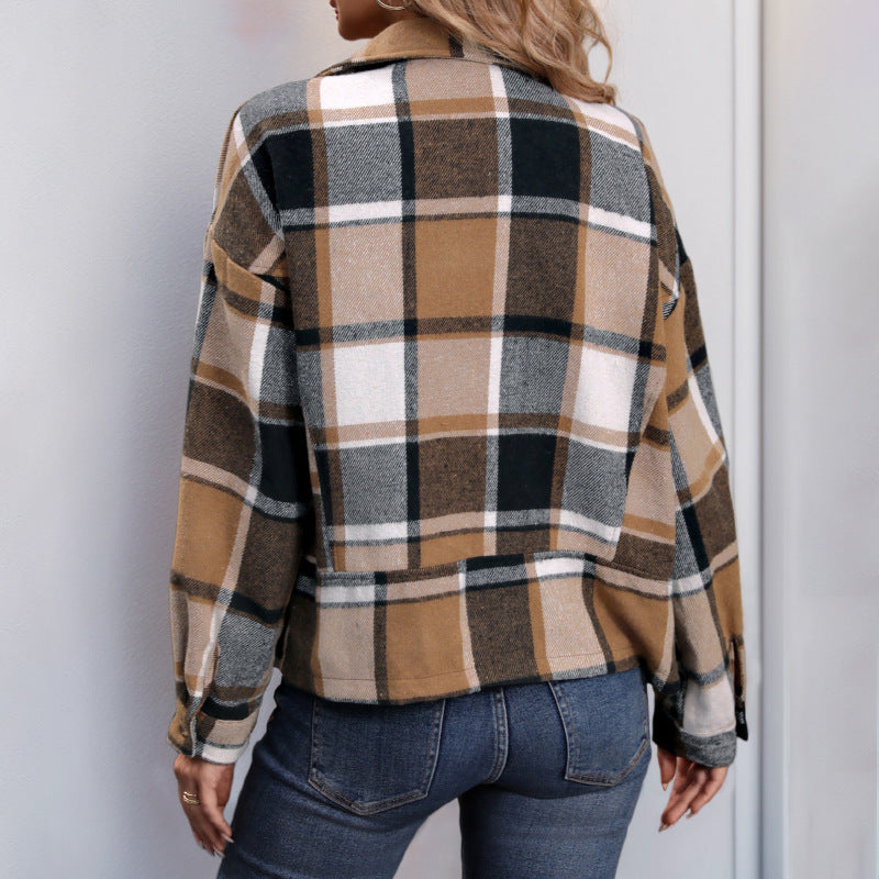 Checked blazer vest for women with a casual chic cut