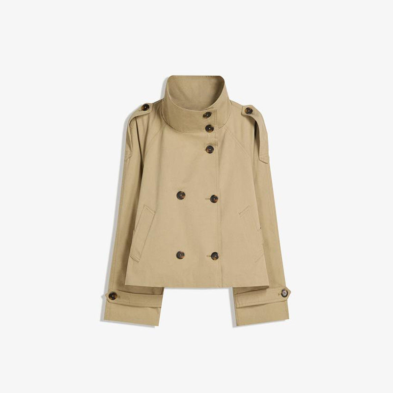 Trendy women's trench coat with waist belt and high collar Lune London