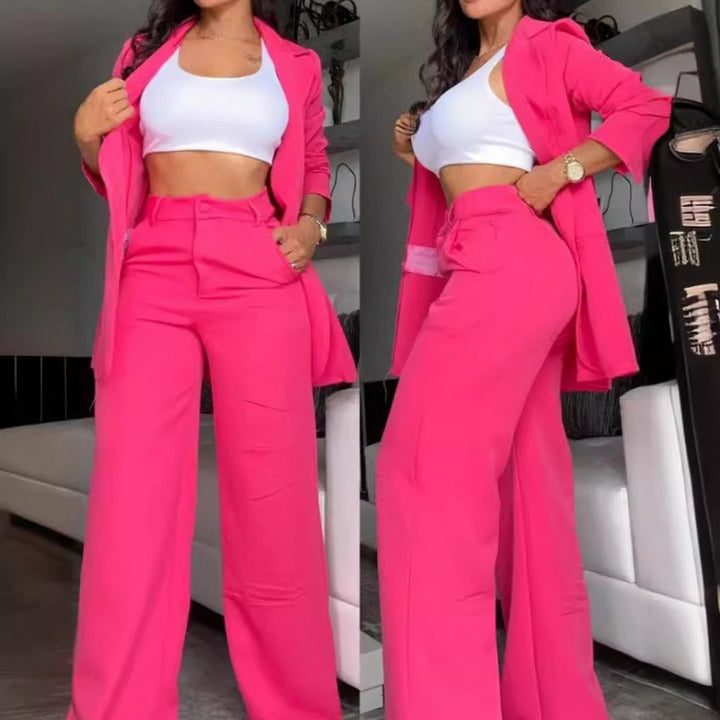 Ladies Elegant wide pants and fitted blazer Set Lune London