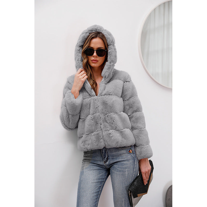 Ladies soft fleece jacket with hood Lune London