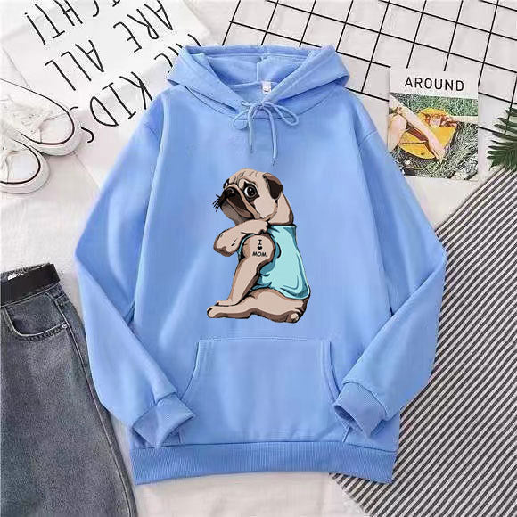 Women's hoodie with cute pug design Chic & Stil