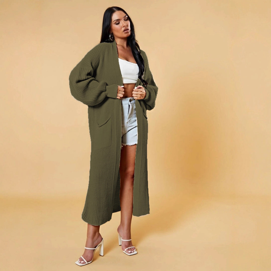 Cardigan long pour femmes en tricot avec design ouvert et poches pratiques Chic & Stil