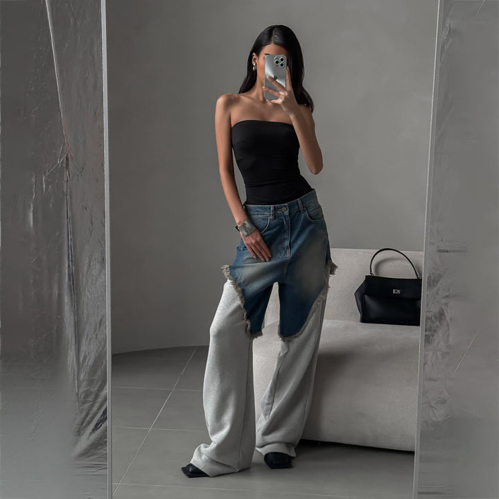 Oversized jeans for women with unique fringe details and a modern cut Lune London