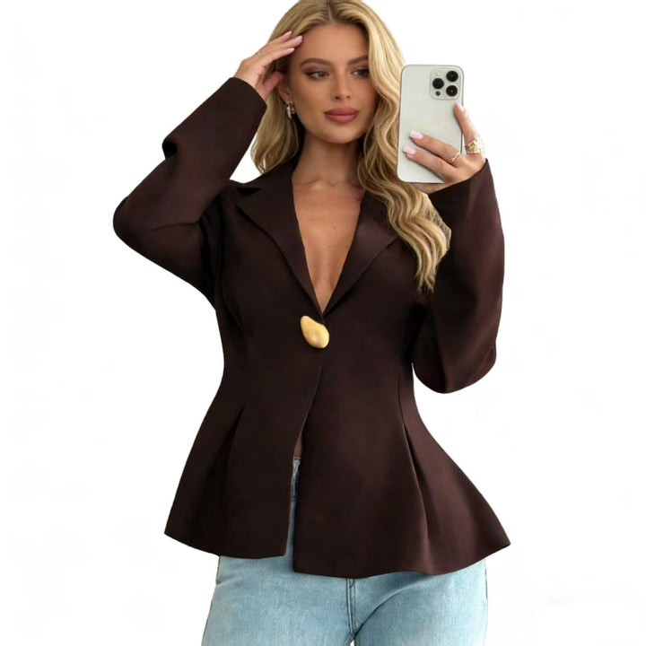 Women's Peplum Blazer with Unique Button Details Lune London