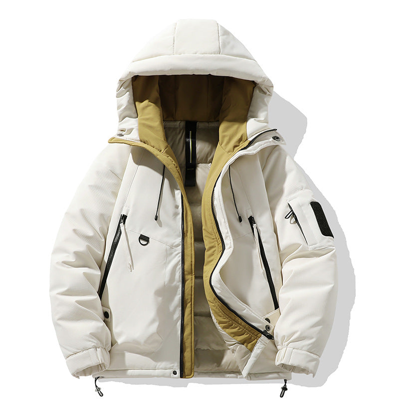 Insulated outdoor jacket for men with adjustable hood and multiple pockets Lune London