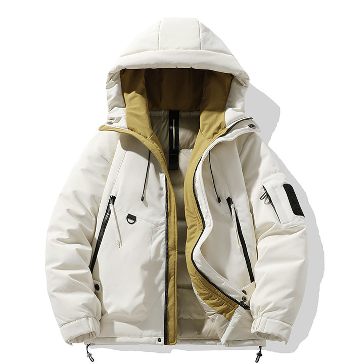 Insulated outdoor jacket for men with adjustable hood and multiple pockets Lune London