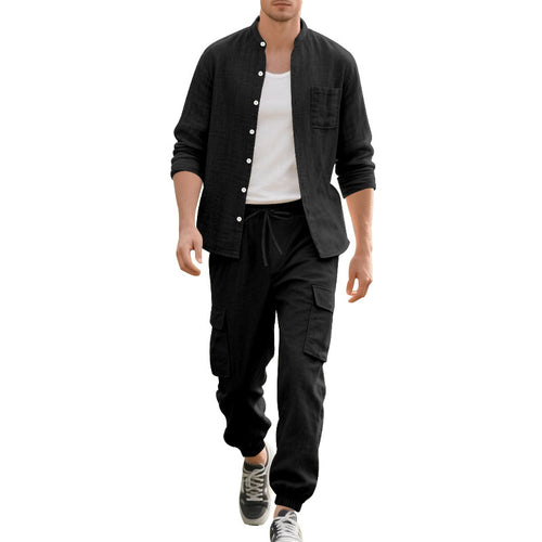 Comfortable Men's Cargo Shorts and Casual Long Sleeve Shirt Lune London