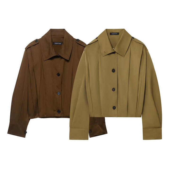Dames veste utilitaire cropped avec plis structurés Chic und Stil