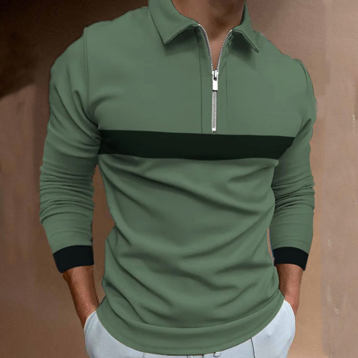 Long sleeve polo shirt for men with modern zip closure and sporty accents Lune London