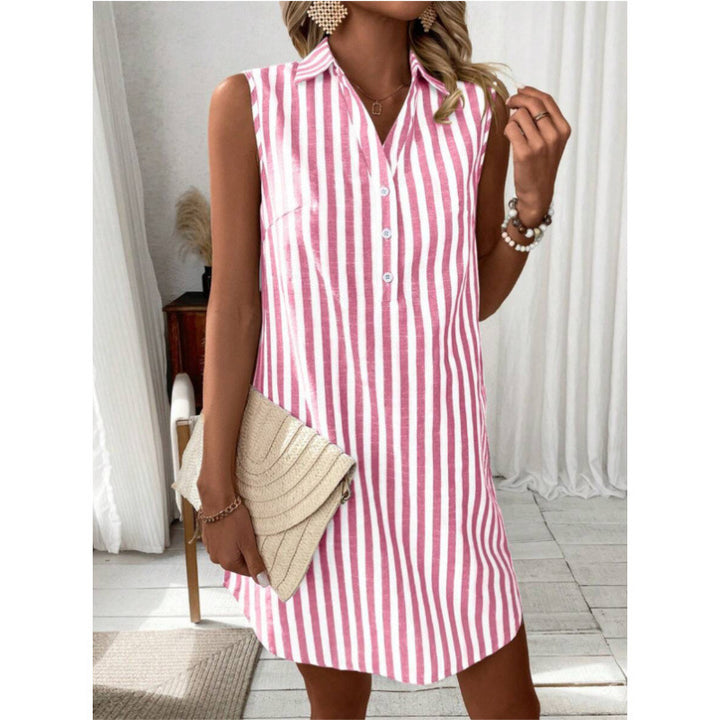 Casual shirt dress for women with button details and striped pattern Lune London