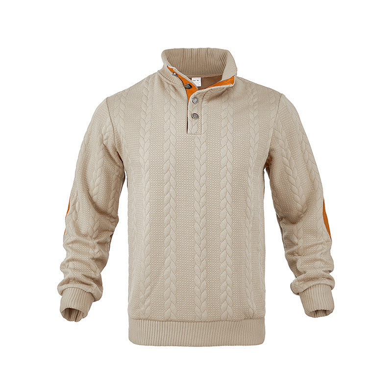 Modern knit sweater for men with high collar and contrasting accents Lune London