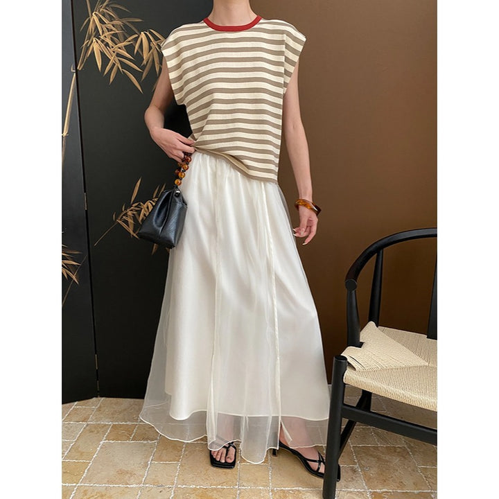 Ladies high-waisted, wide-cut fabric pants Chic & Stil