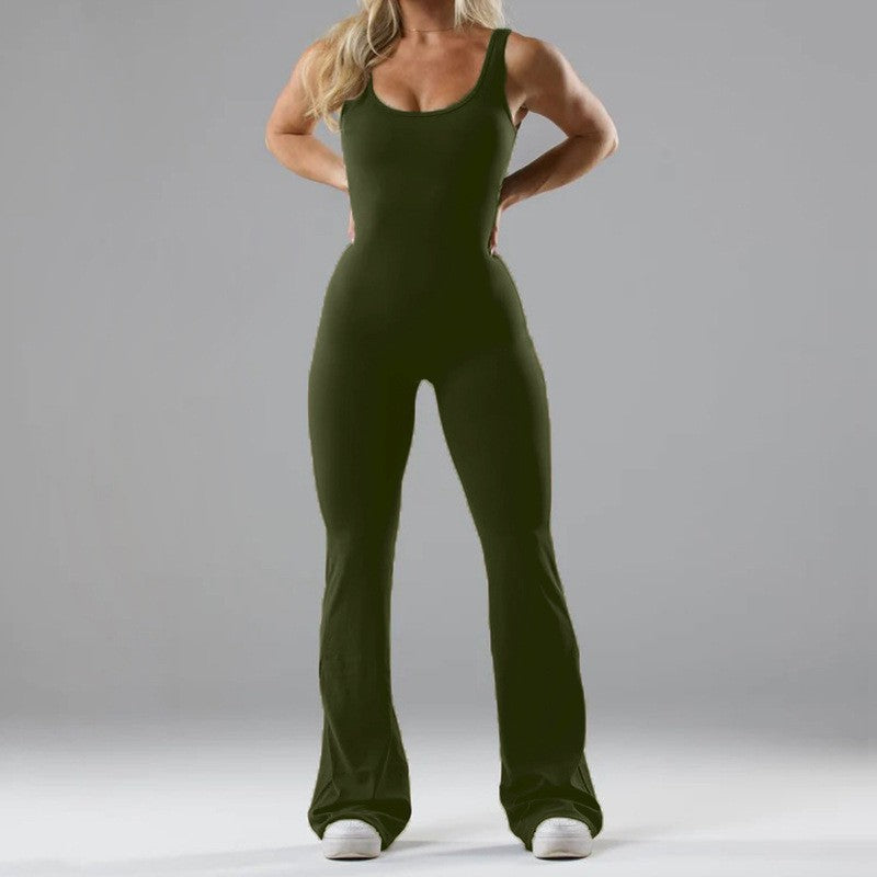 Ladies Flared Sport Jumpsuit with Soft Material Lune London