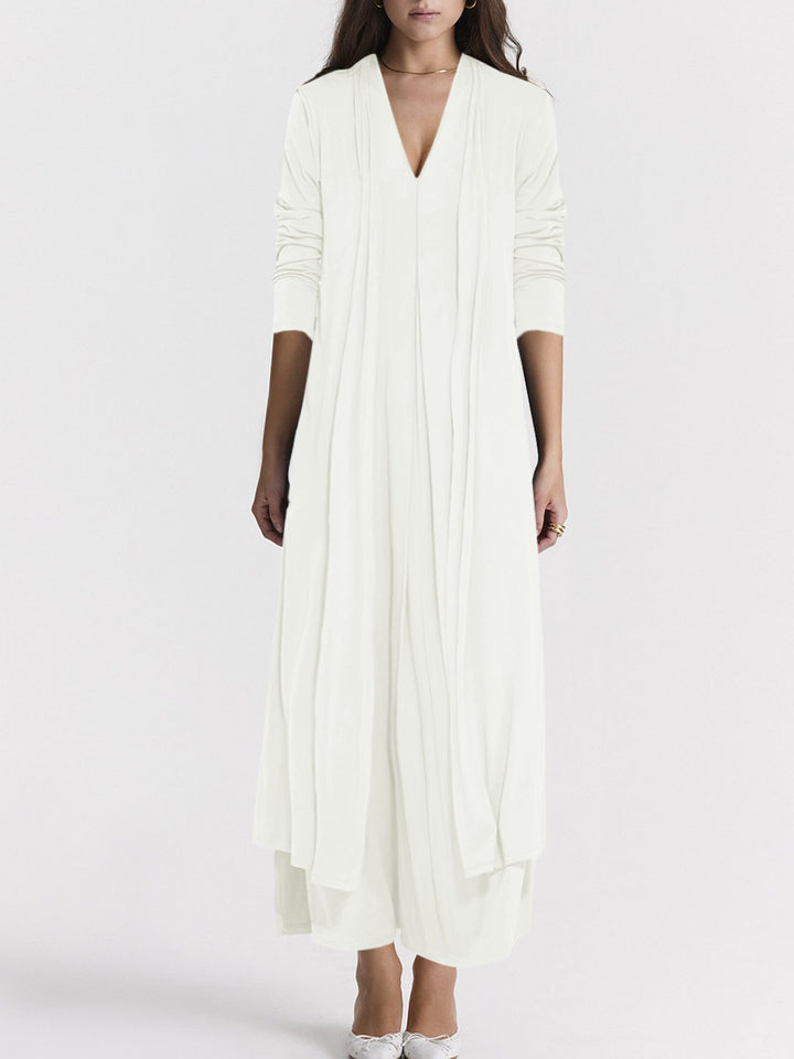 Airy maxi skirt for women with elegant V-neck and flowy cut Lune London